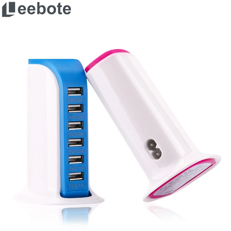 

Leebote 6 Port USB Charger Multi-Port USB Charging Station Dock Stand for iPhone LG Xiaomi Huawei Samsung Note 8 Charger