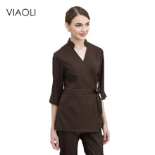 Viaoli Клиническая медицинская Больничная Рабочая одежда Униформа белая лабораторная куртка медицинское пальто медсестры обслуживание одежды с длинным рукавом медицинские скрабы