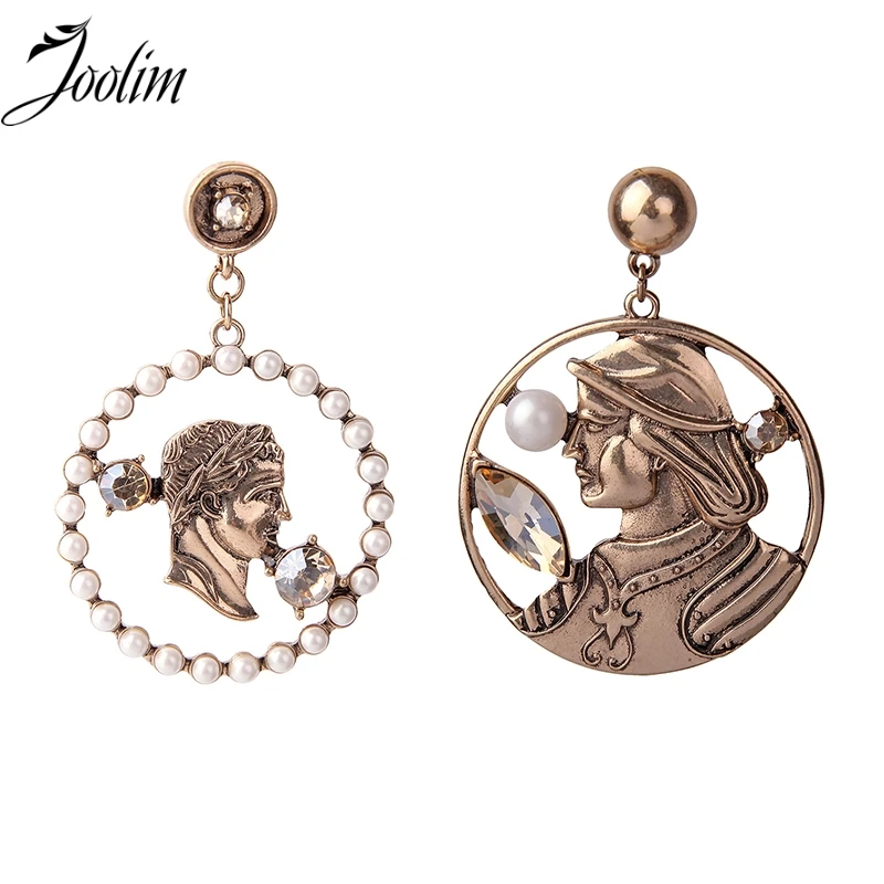 

Joolim Jewelry Wholesale/Antique Figure People Head Hoop Earring Vintage Jewelry for Women
