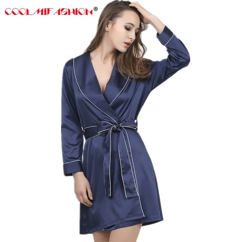 CooLMiFashion Women Chinese Silk Satin Robes Female Superior Bath Robe