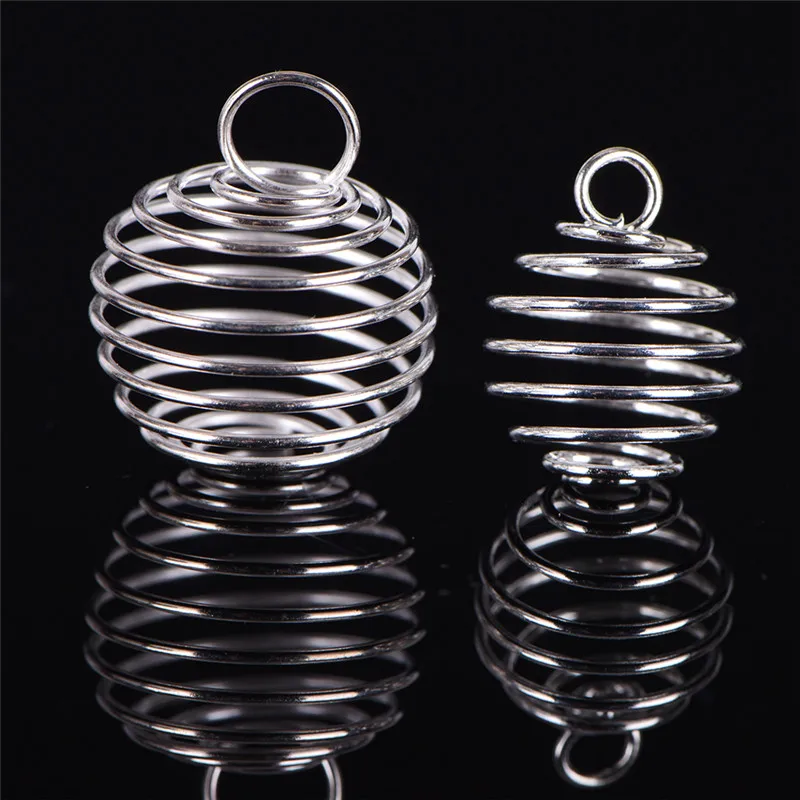 Fashion 30PC/1Set Spiral Bead Cages Pendants Silver Plated Craft