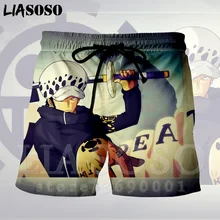 LIASOSO, 3d принт, Япония, аниме, одна деталь, Трафальгар Ло, мужские шорты, пляжные, повседневные, летние шорты, пляжные шорты, хорошее качество, X1344