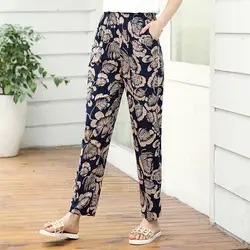 22 цвета 2019 женские летние повседневные узкие брюки XL-5XL плюс размер брюки с высокой талией эластичный пояс с принтом женские брюки среднего