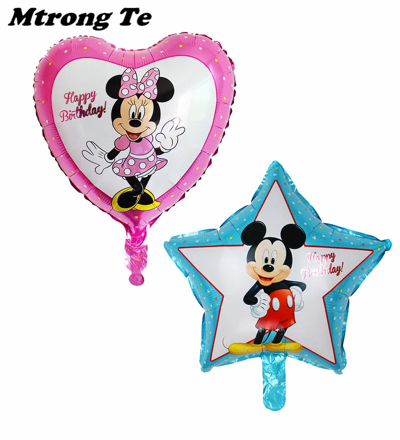 

10pcs/lot Mickey Minnie Mouse Foil Balloons Star Heart Helium Globos Ballon Baby Shower Birthday Party Decor Supplies Air Globos