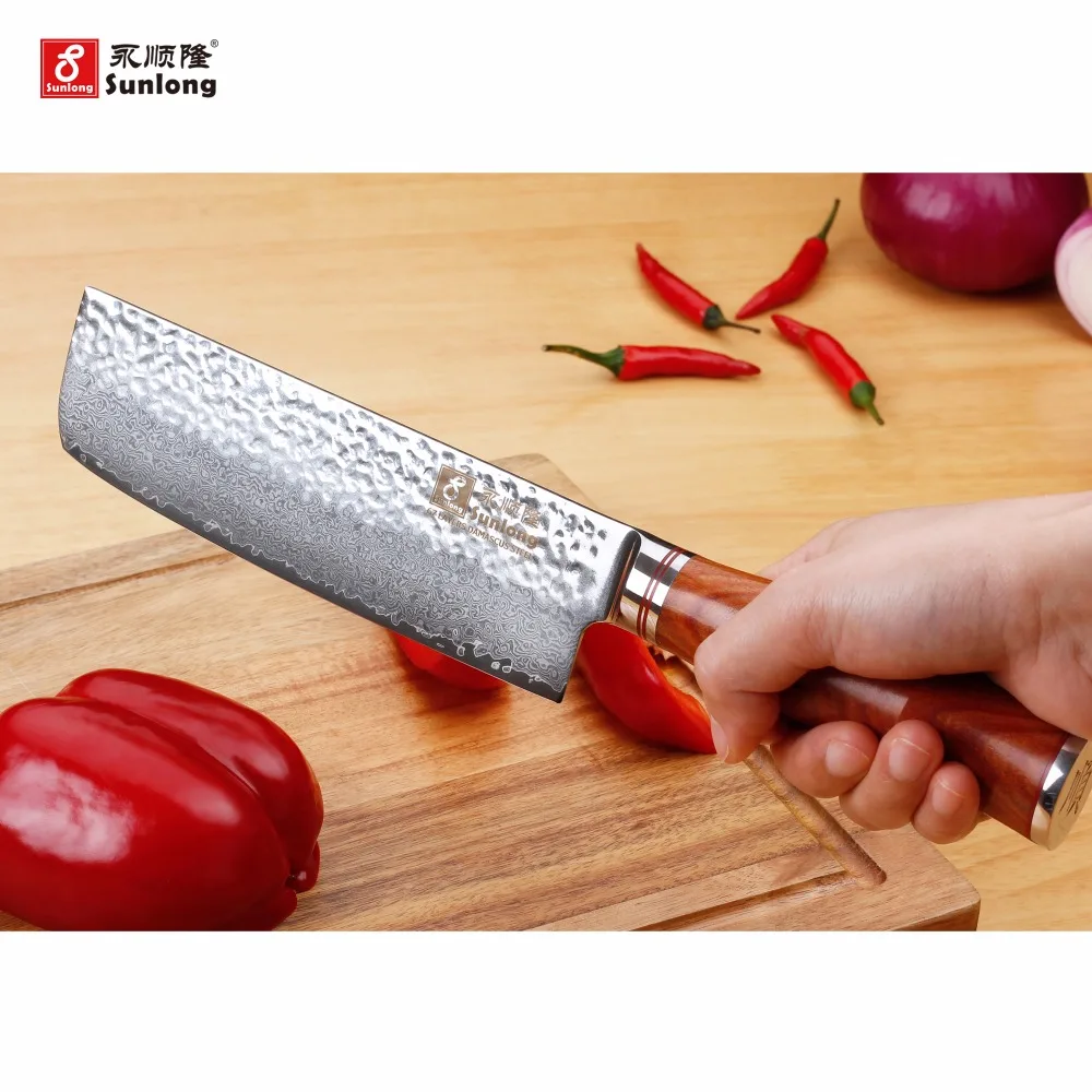 Ножи накири Sunlong японский нож из дамасской стали VG10 профессиональный для мяса