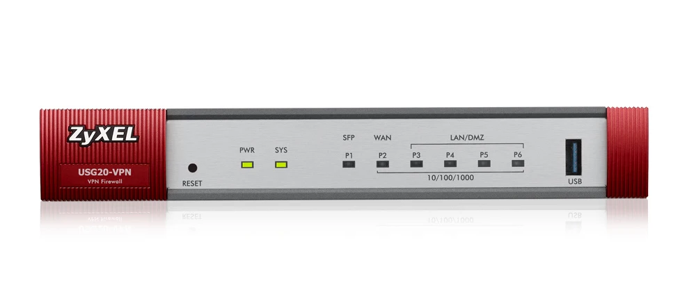 

Zyxel ZyWALL USG20-VPN-EU0101F, 10,100,1000 Mbit/s, 10/100/1000Base-T(X), IEEE 802.3,IEEE 802.3ab,IEEE 802.3u, SSID,SSL/TLS, Gre