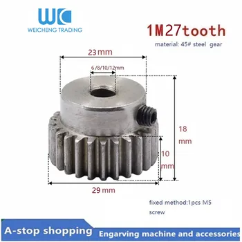 

1pcs 1M27t 27 teeth steel worm gear reduction rod bore size 6/8/10/12mm Cutting Machine gears , lathe gears