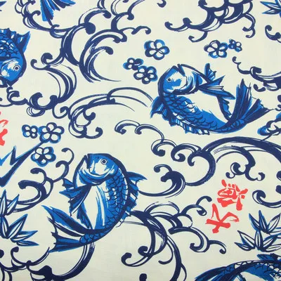 Половина двор Тайвань импорт из хлопка и льна японский мягкий бриз маленький набивная ткань с узором «рыбы» для собственными руками Сделай Сам Портплед telas A703