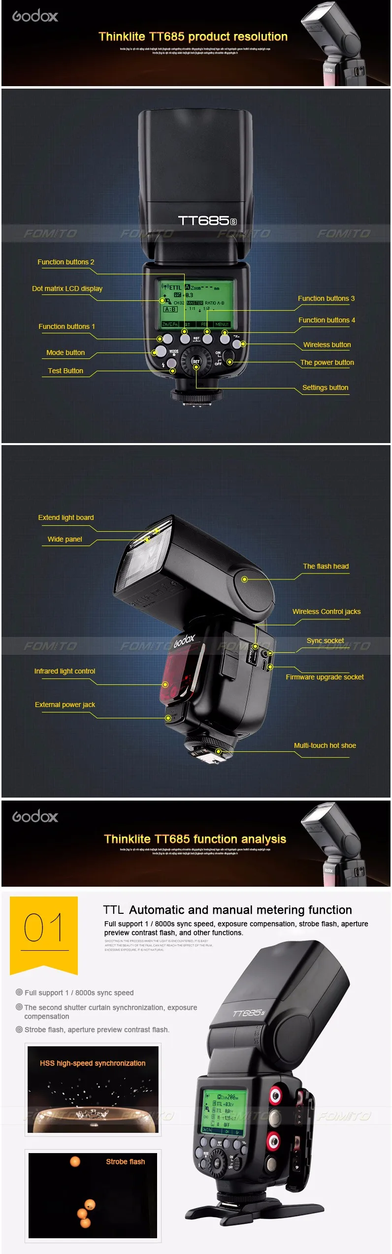 Новое поступление Godox TT685/S TT685S скоростной lite HSS высокоскоростной синхронизация внешний ttl для SONY EOS Flash