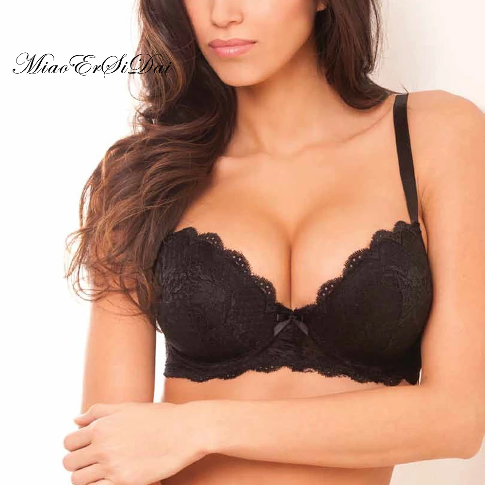Goede Sexy Black Lace Push Up Bh Ultra Boost Brasserie Plus Size Bras Voor Vrouwen C D DD DDD E F G 30 32 34 36 38 40 42 44 46 #7609