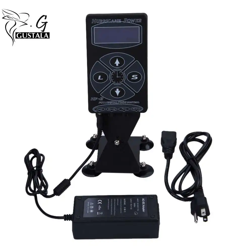 

Gustala Professional Black HP-2 Hurricane Tattoo Power Supply Digital Dual LCD Display Tattoo Power Supply Machines