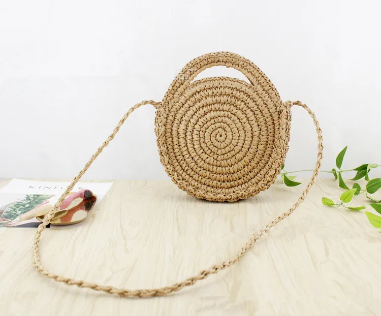 round straw beach bag