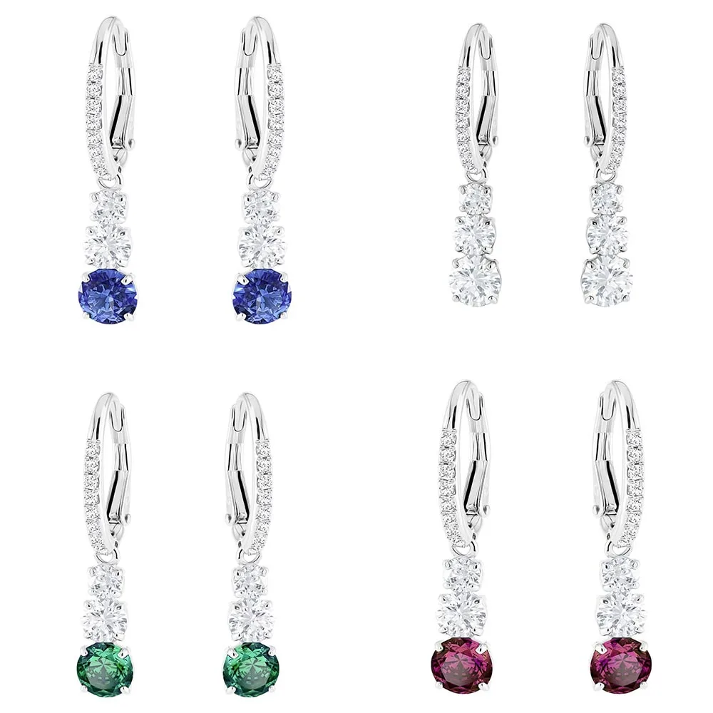 

SWA RO 2019 New Attraction Triangle Round Earrings Blue White Green Red Fashion Jewelry Girlfriend Gift Anniversary Wedding