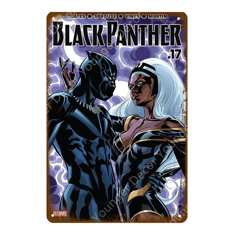 Marvel Movie Black Panther Comics Poster Metal Tin Signs Vintage Art Wall Painting For Pub Bar Home Decor Superhero Prints