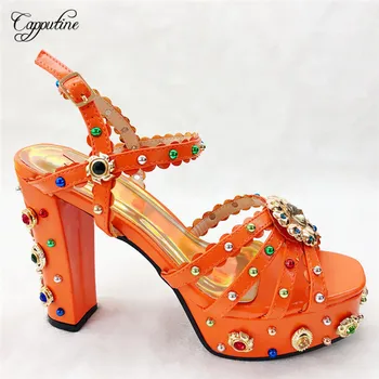 

Gorgeous wedding/party pumps high heel lady sandal shoes CFS12 in orange size38-42