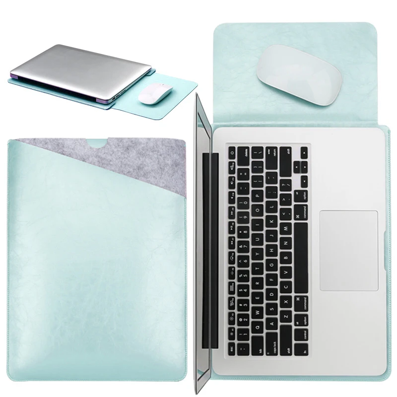 Мягкие кожаные фетр водонепроницаемый коврик для мыши чехол 11 12 13 15 тетрадь для MacBook Air Pro 13,3 15,4 двойной слои сумка ноутбука