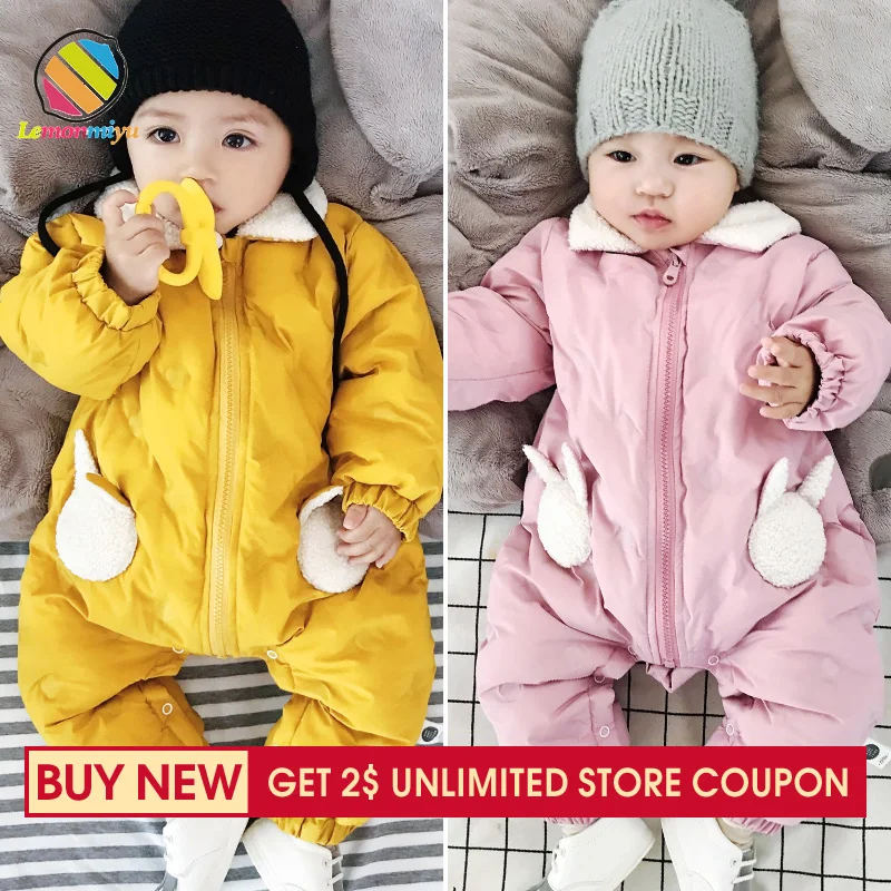 

Lemonmiyu Baby Girls Rompers Unisex Newborn Cartoon Full Sleeve Toddler Winter Overalls For ChidlrenThicken Winter Warm Jumpsuit