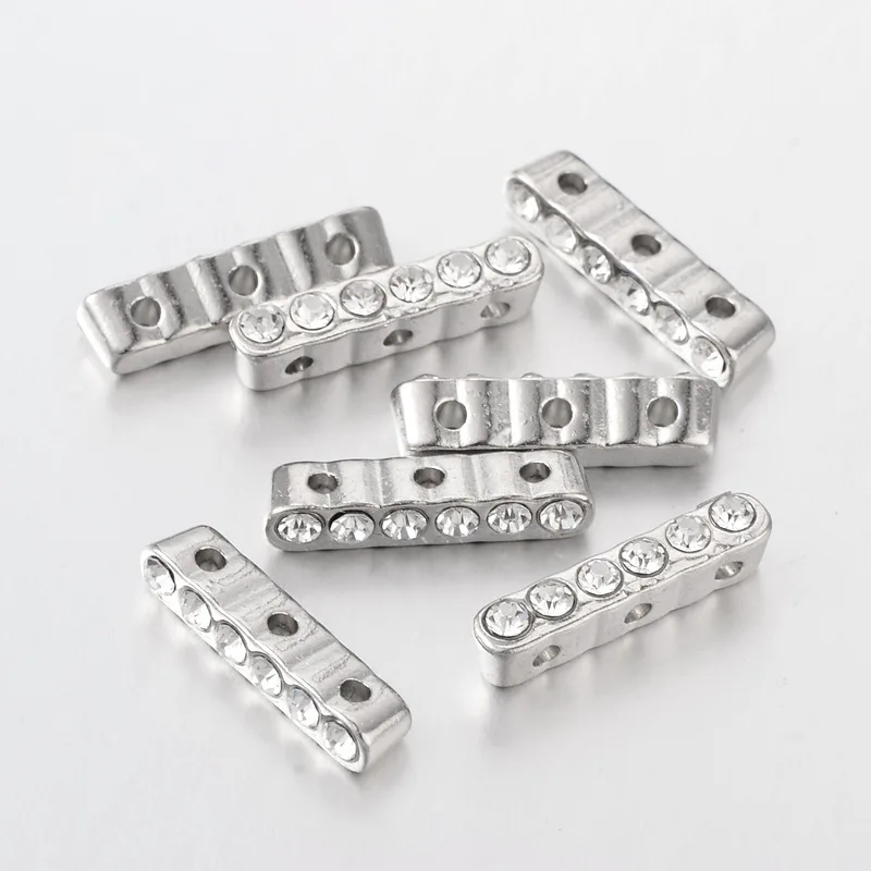 

PandaHall 10pcs 20x4x5mm Alloy Bar Spacer Grade "A" Rhinestone Connectors for Jewelry Making Bracelet Necklace