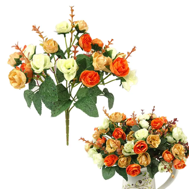 1Bunch Fresh Artificial Rose Flowers 21 Heads Romantic DIY Fake Silk Floral for Wedding Party Home Decoration