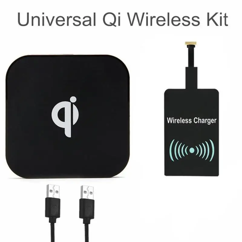 Universal Qi Wireless Charging Kit Charger Wireless Pad + Receiver For Samsung S6 S7 S7 edge LG Xiaomi Micro USB Android Phones