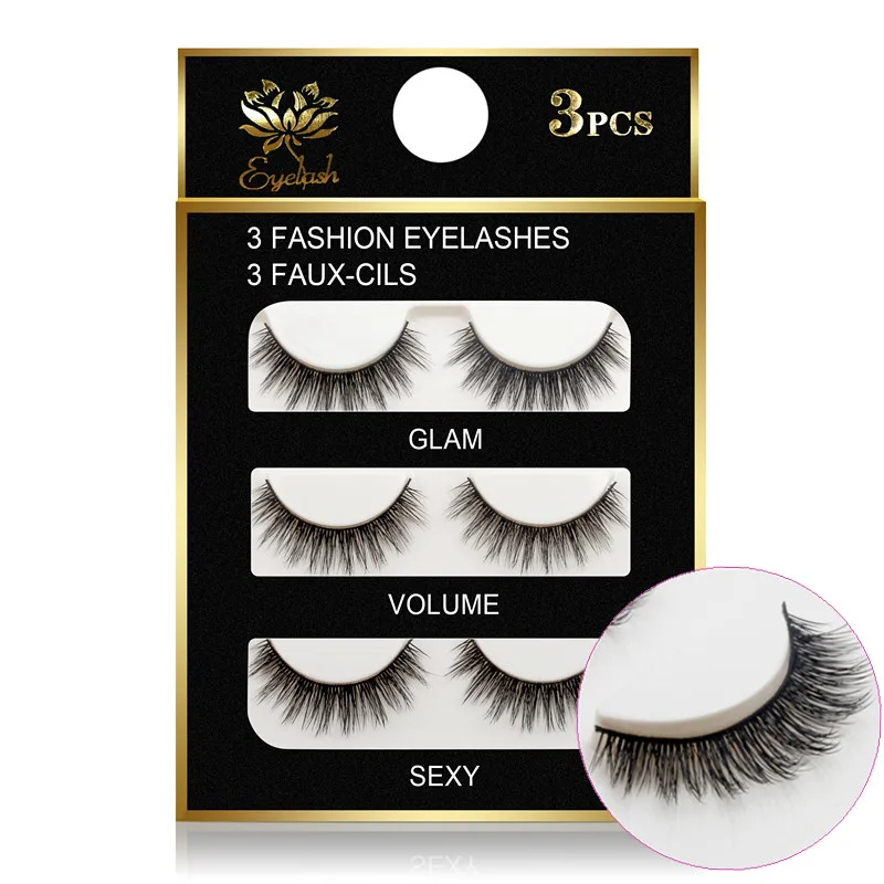 

NEWCOME 3 Pairs Full Strip Eyelashes 3D Fake Mink Lashes Luxury Hand Made Mink Eyelashes Soft Natural False Eyelashes Makeup