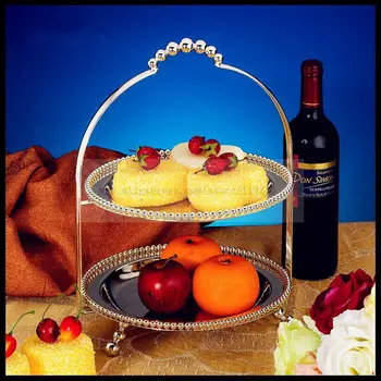 

1PCS Golden Double Layer Afternoon Tea Snack Stand Court Retro English Dessert Multi-layer Cake Pan