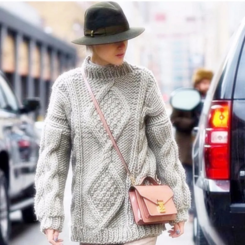 Зимний женский шерстяной свитер, чисто ручная вязка, женский теплый длинный стильный свитер, куртка, Модный высококачественный Женский Wi