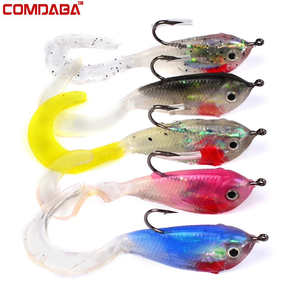 

1PCS JIG Hook Soft Bait 5 Color Fishing Lure 5.1cm-3.9" Fishing Bait 5g-0.52oz Fishing Tackle Lead Fish Wobbler Lure