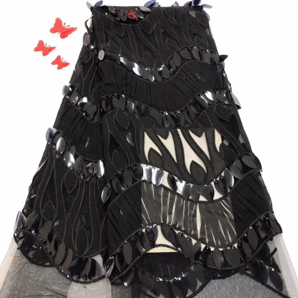 

Black african lace fabric 2018 high quality lace aso ebi mesh fabric Embroidered Sequins nigerian swiss lace fabric(FJ-12-18