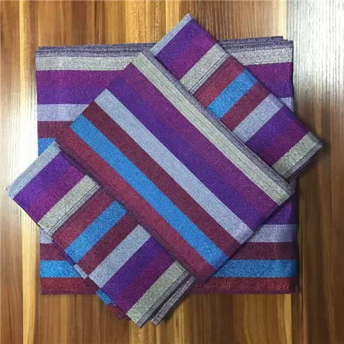 

Colorful stripe aso oke headtie nigerian gele headtie atiku fabric for men&men african fabric high quality 3piece/set