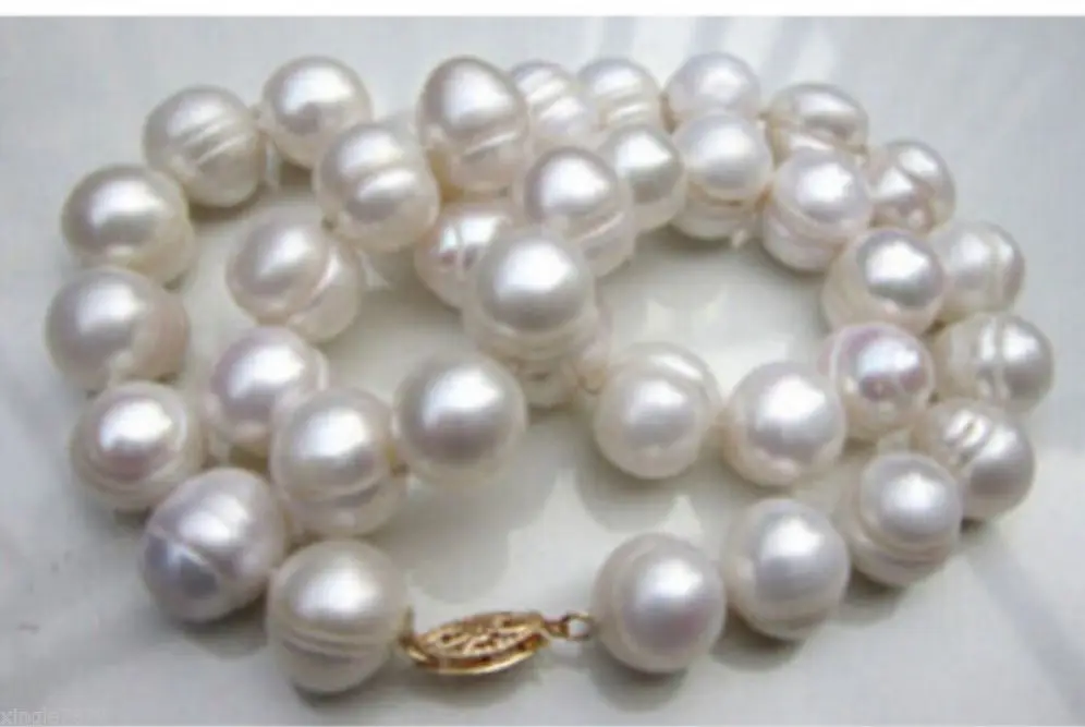 

Free shipping HUGE AAA+ 10-11MM South Sea White Baroque Pearl Necklace 20 Inch