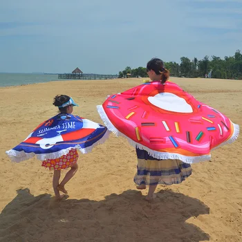 

340g Reactive Printing Large Microfiber Round Beach Towels 150cm Diameter Tassels Sunbath Beach Towels Lady Toallas Washcloth