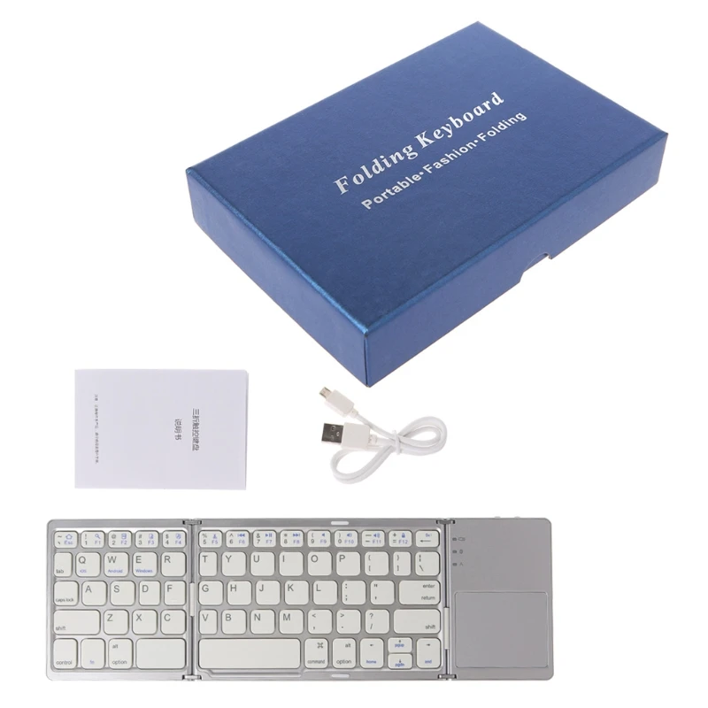 

Mini Twice Folding Bluetooth Wireless Keyboard Touchpad For Phone Tablet Desktop Wireless Keyboard