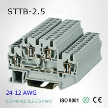 10 шт. Феникс Тип STTB-2.5 24-12 AWG быстрый разъем проводки двухслойный din-рейку модульный Push in клеммные блоки STTB2.5