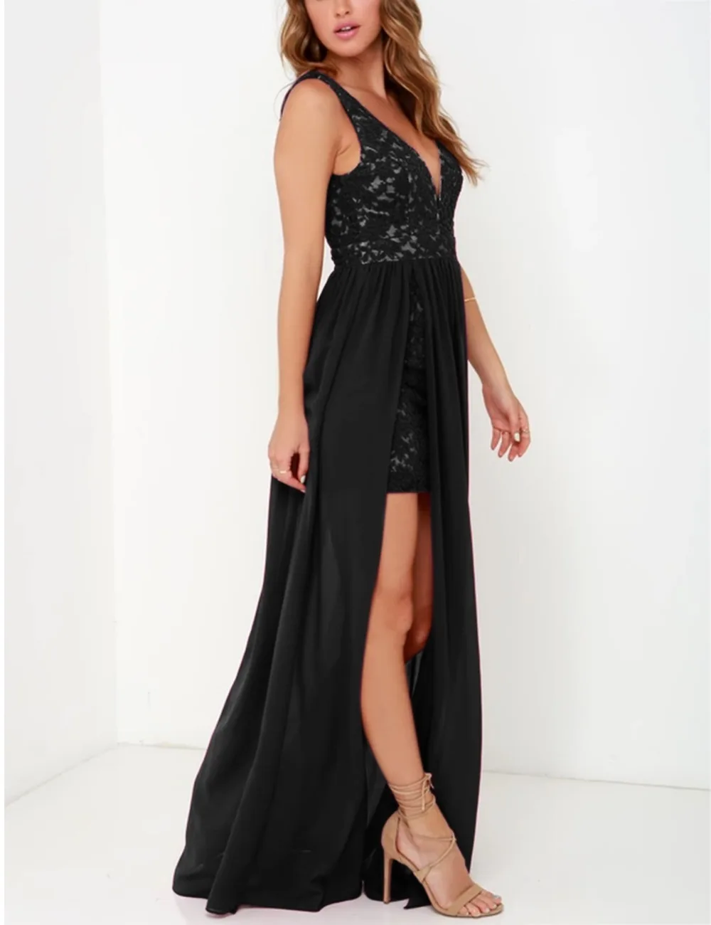black split maxi dress
