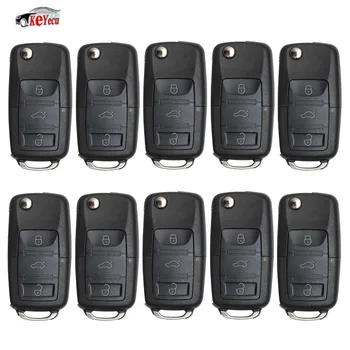 

KEYECU 10 Pcs/lot New Replacement 3 Buttons Folding Flip Remote Car Key Shell Case 3 Button for Volkswagen Golf Passat Polo Bora