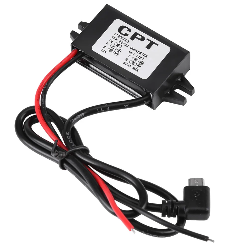 

DC-DC 12V to 5V 3A Micro USB Converter Voltage Step Down Regulator for Car Smartphone Non-isolated Step-down Voltage Converter