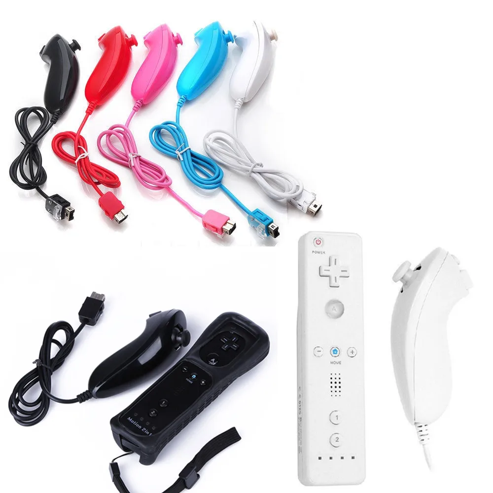 NEW 2 In 1 Set Wireless Gamepad Remote Controller Without Motion Plus + Nunchuck For Nintend Wii Controller SHIP