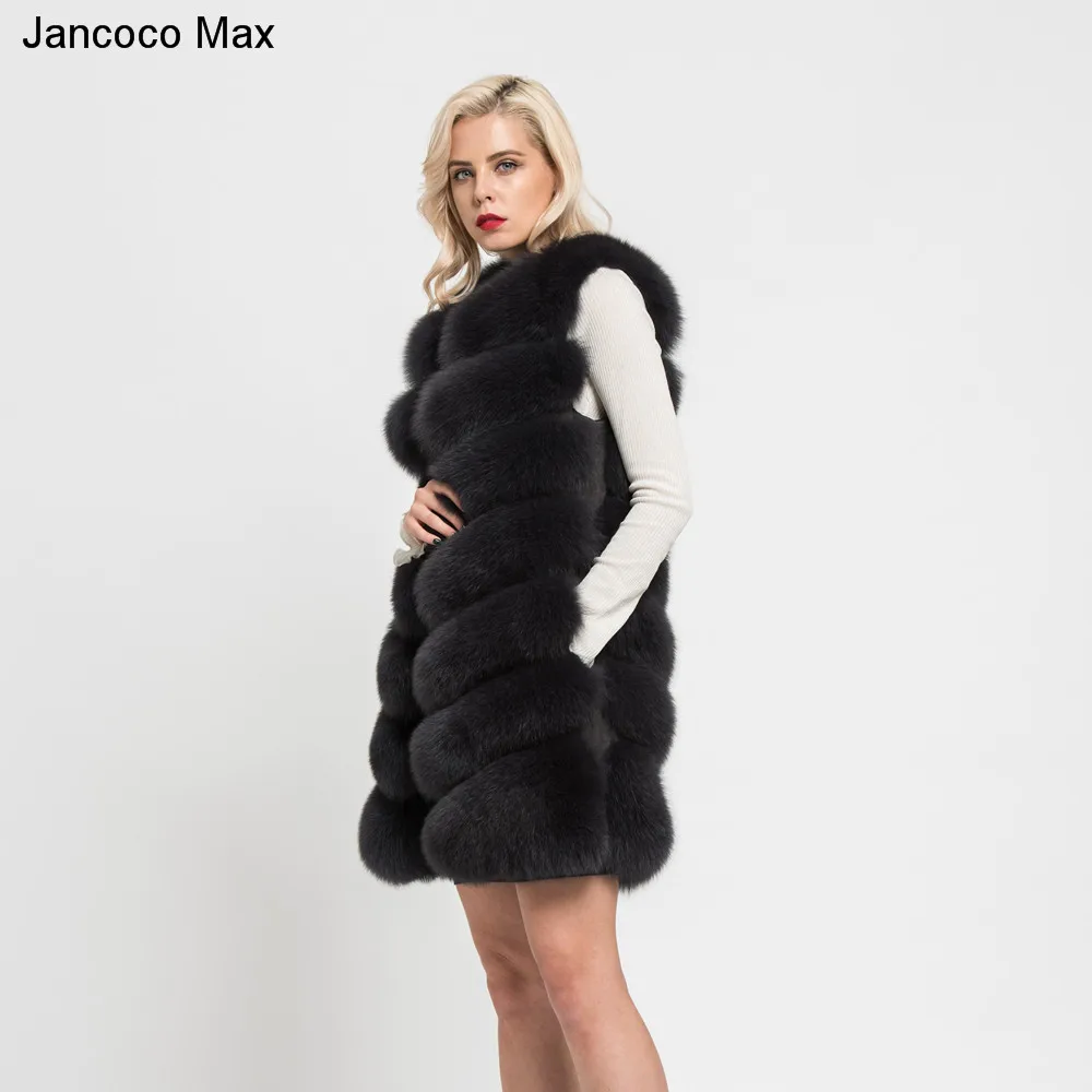 Jancoco Max, новинка, натуральный Лисий мех, жилет, высокое качество, женский жилет, зимнее пальто, 7 рядов, толстый теплый жилет S7161