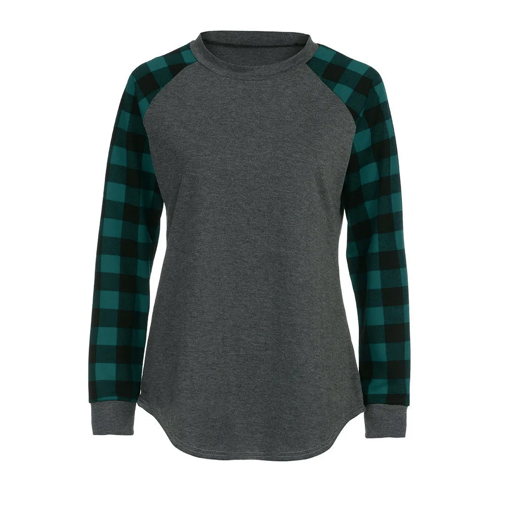 Свободные женские топы в шотландскую клетку с длинным рукавом|sweatshirt pullover|hoodie