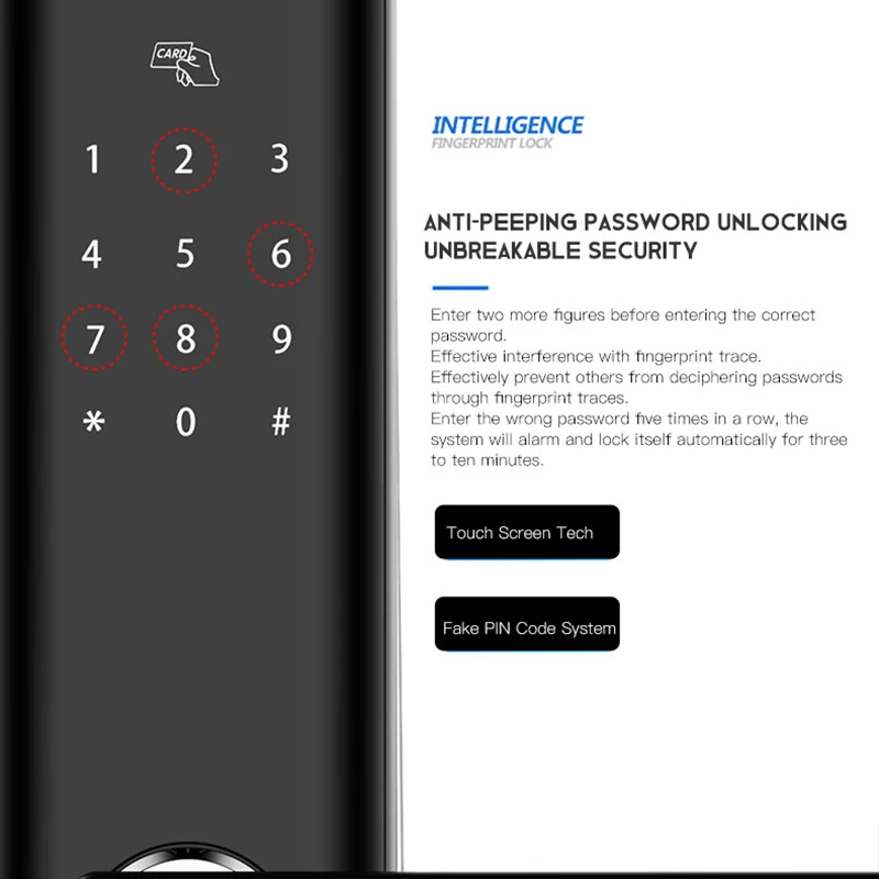 Дверной смарт замок KPIOCCOK Bluetooth управление через приложение пароль IC карта сканер