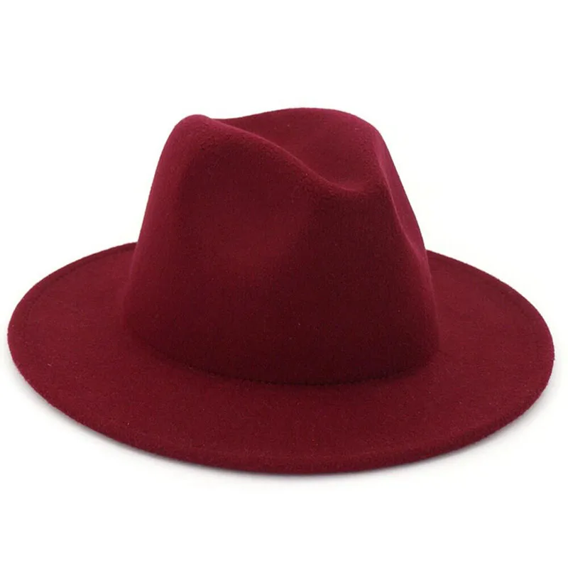 Осенне-зимняя женская фетровая шляпа Fedoras большой край шляпы для женщин британский стиль винтажные церковные шляпы женские плоские шляпы Fedoras