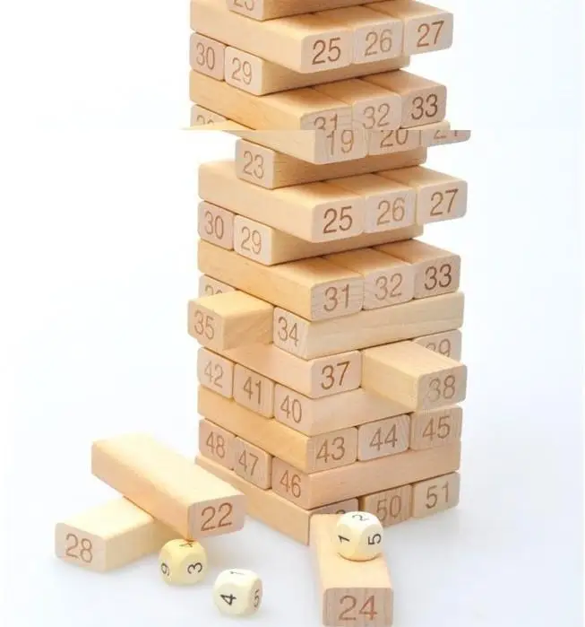 54 PCS lucu kecil belajar pendidikan bahan kayu Jenga