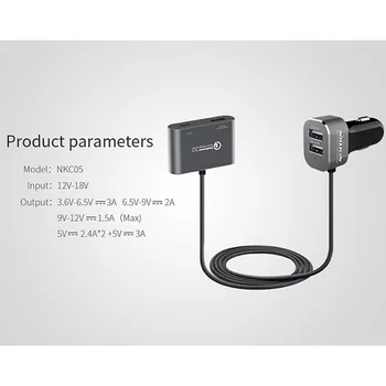 

nillkin power share 4 output USB car charger QC 3.0 reversible type-c port universal for Iphone samsung s8 plus huawei xiaomi