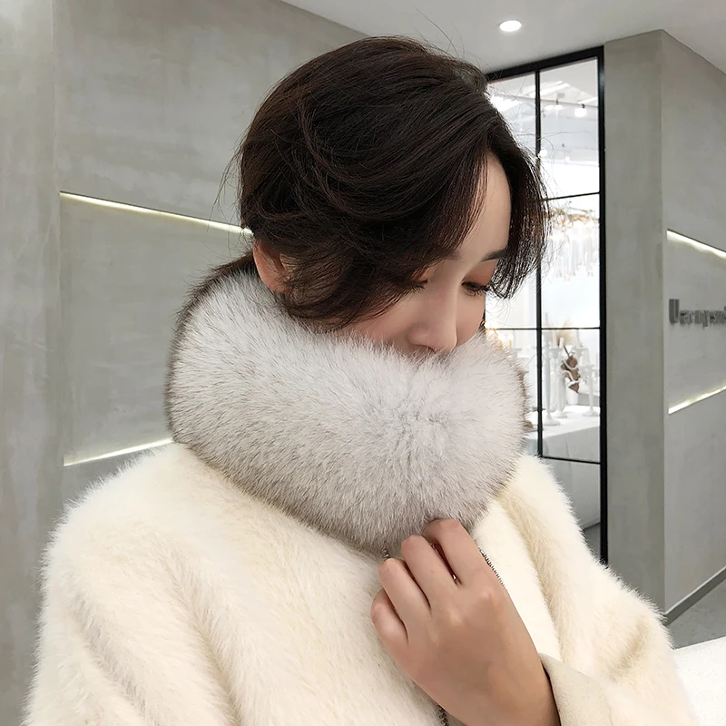 

Fashion Womens Real Fox Fur scarf Design Cute Ladies Winter Warm Big fox fur collar Multiple colors