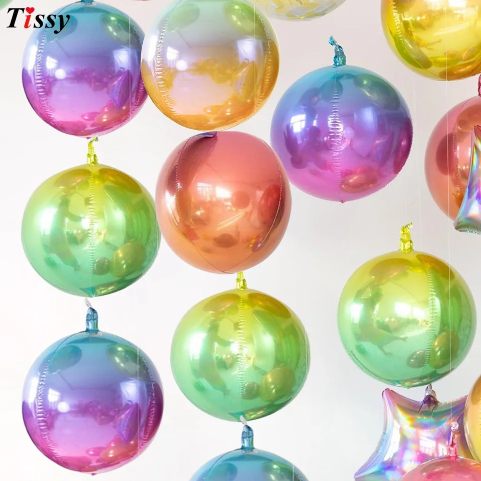 

1PC 4D Disco Colorful 22 Inch Gradient Color Helium Balloon Birthday &Wedding Party Decoration Photo Props Baby Shower Supplies
