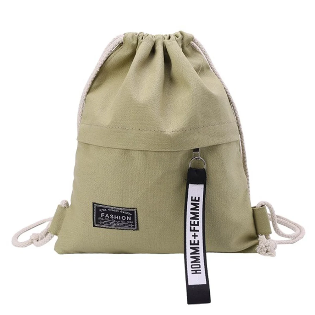 Женская школьная сумка с кулиской для спортзала, Холщовая Сумка для хранения, рюкзак, сумка Mochila, сумка на шнурке, рюкзаки для путешествий - Цвет: Коричневый