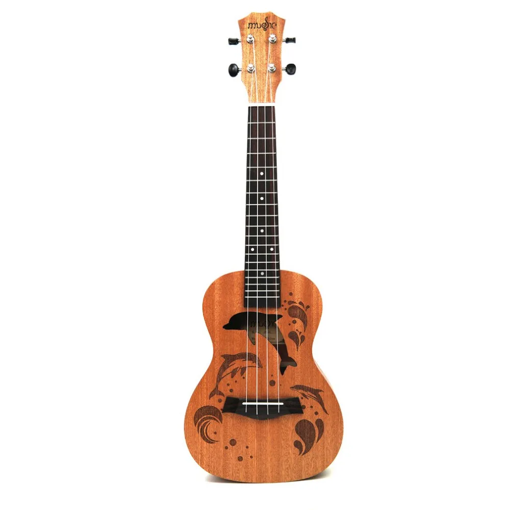 

21/23 Inch Professional Sapele Dolphin Pattern Ukelele Guitar Mahogany Neck Delicate Tuning Peg 4 Strings Wood Ukulele Gift NEW