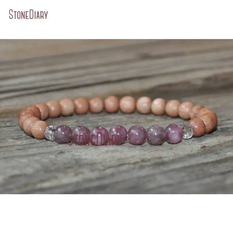 20180315-BM11210-Rosewood Diffuser Bracelet Lepidolite Mala Bracelet Meditation Bracelet Stone Therapy Yoga Bracelet Guardian Angel Chakra