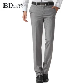 

2019 Newest Light Grey Men's Slim Fit suit trousers Formal Wedding Business Straight Male Pants Office Dress Pants
